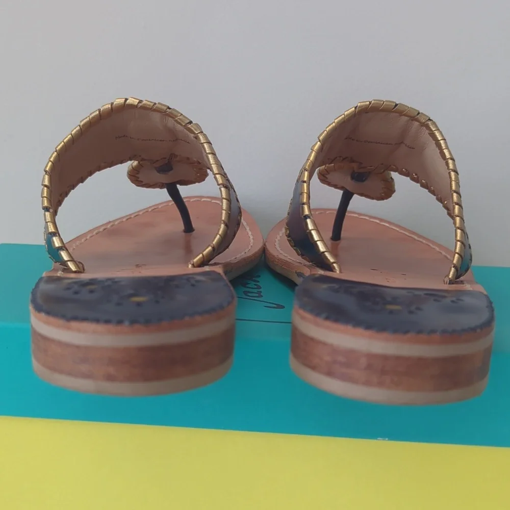 Jack Rogers Nantucket Gold Sandal in Midnight and Gold Navy Gold size 9 - Picture 9 of 14